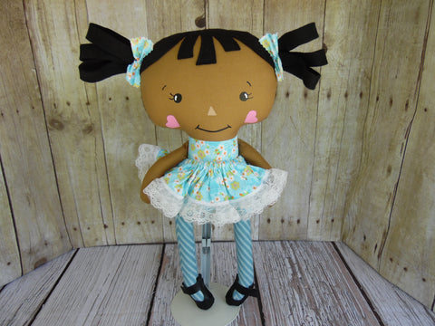 Raggedy Anne, Dark, Blue/Yellow Floral Print