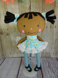 Raggedy Anne, Dark, Blue/Yellow Floral Print