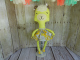 Llama, Girl, Yellow, Gray/Yellow Floral Print