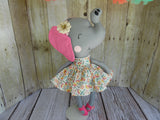 Elephant, Girl, White/Pink Print