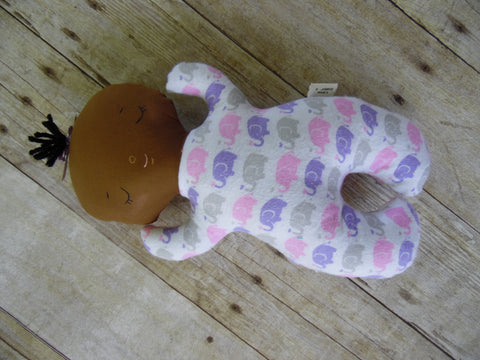 Butterbean Baby Dark Girl - Pink/Purple Elephant Print
