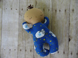 Butterbean Baby -Tan Boy - Blue Sheep Print