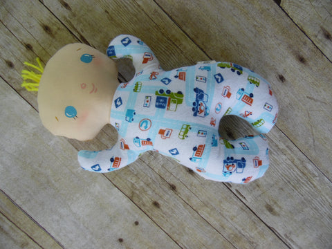 Butterbean Baby -White Boy - White/Blue Vehicle Print