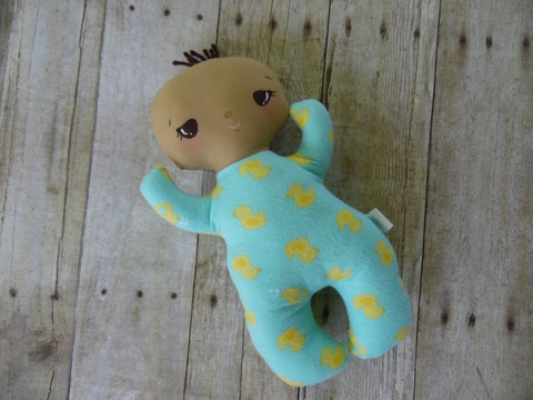 Butterbean Baby -Tan Boy - Light Blue/Yellow Duckies