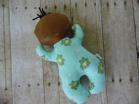Butterbean Baby -Dark Boy - Light Green Frog Print