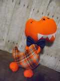 Dinosaur, Boy, T-Rex, Orange with Orange/Blue Plaid