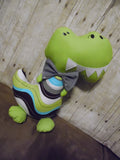 Dinosaur, Boy, T-Rex, Lime Green with Wavy Stripes
