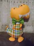 Dinosaur, Boy, T-Rex, Orange with Plaid