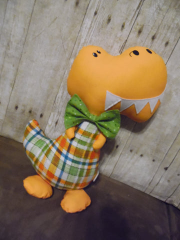 Dinosaur, Boy, T-Rex, Orange with Plaid