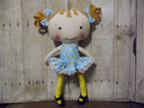 Raggedy Anne, White, Blue/Yellow Floral Print