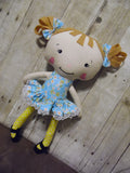 Raggedy Anne, White, Blue/Yellow Floral Print