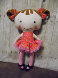 Raggedy Anne, White, Pink Floral Print