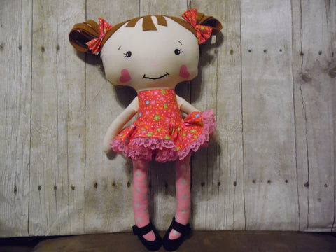 Raggedy Anne, White, Pink Floral Print