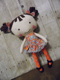Raggedy Anne, White, Orange/Blue/Pink Floral Print