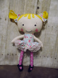 Raggedy Anne, White, Blue/Pink Floral Print