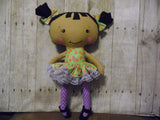 Raggedy Anne, Tan, Green/Purple Floral Print