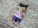 Wee Baby Girl Doll, Tan, Purple Shorts/Butterfly Print Top