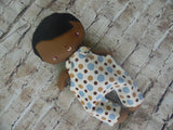 Wee Baby Boy Doll, Dark, Polka Dot Overalls