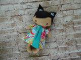 Wee Baby Girl Doll, Tan, Turquoise Print Dress