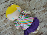 Wee Baby Girl Doll, White, Purple Skirt/Striped Top