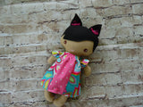 Wee Baby Girl Doll, Tan, Turquoise Floral Print Dress