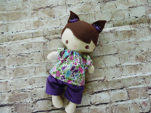 Wee Baby Girl Doll, White, Purple Shorts/Floral Top