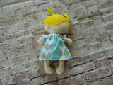 Wee Baby Girl Doll, White, Blue/White Owl Print Dress