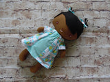 Wee Baby Girl Doll, Dark, White/Blue Owl Dress