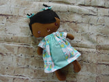 Wee Baby Girl Doll, Dark, White/Blue Owl Dress