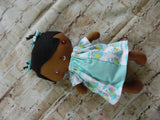 Wee Baby Girl Doll, Dark, White/Blue Owl Dress