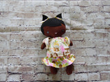Wee Baby Girl Doll, Dark, Polka Dot Skirt Matching Top
