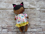 Wee Baby Girl Doll, Dark, Yellow Skirt Floral Top