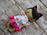 Wee Baby Girl Doll, Tan, Pink Skirt Floral Top