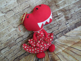 Dinosaur, Girl, T-Rex, Red Polka Dot with Daisies