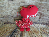 Dinosaur, Girl, T-Rex, Red Polka Dot with Daisies