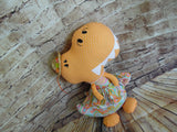Dinosaur, Girl, T-Rex, Orange Polka Dot with Orange/Turquoise Paisley