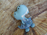 Dinosaur, Girl, T-Rex, Blue Polka Dot with Floral Print