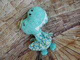 Dinosaur, Girl, T-Rex, Turquoise Polka Dot with Daisies