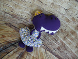 Dinosaur, Girl, T-Rex, Purple Polka Dot with Daisies