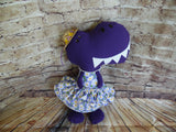 Dinosaur, Girl, T-Rex, Purple Polka Dot with Daisies
