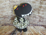 Dinosaur, Girl, T-Rex, Black/white Polka Dot Daisies