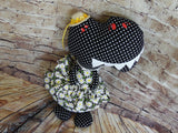 Dinosaur, Girl, T-Rex, Black/white Polka Dot Daisies