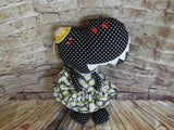 Dinosaur, Girl, T-Rex, Black/white Polka Dot Daisies