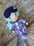 Lollipop Girl, White, Seafoam Green Hair, Purple Llama Print Footed PJs