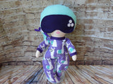 Lollipop Girl, White, Seafoam Green Hair, Purple Llama Print Footed PJs