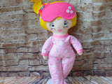 Lollipop Girl, White, Yellow Ponytail, Pink Print Footed PJs