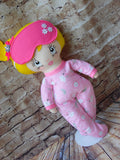 Lollipop Girl, White, Yellow Ponytail, Pink Print Footed PJs