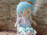 Lollipop Girl, White, Light Blue High Ponytail, White Floral Top/Light Blue Pants