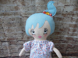 Lollipop Girl, White, Light Blue High Ponytail, White Floral Top/Light Blue Pants