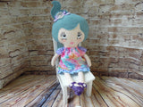 Lollipop Girl, White, Aqua Hair High Ponytail, Tie-Dye Print Dress